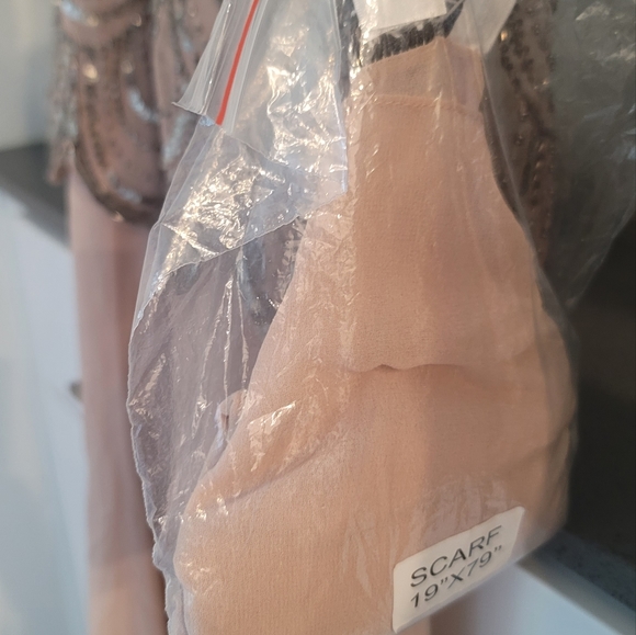 J kara Womens Sleeveless Beaded Pop Over Dress  with Scarf sz 10P NWT $209 - Picture 3 of 11